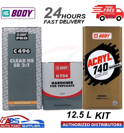 HB Body C496 2K Lacquer WITH Fast Hardener H754 + Acrylic Thinner 12.5 litre kit
